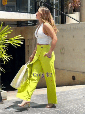 Chic & Trendy: Summer Co-ord Set for Just $2 – White Crop Top & Lime Yellow Palazzo Pants