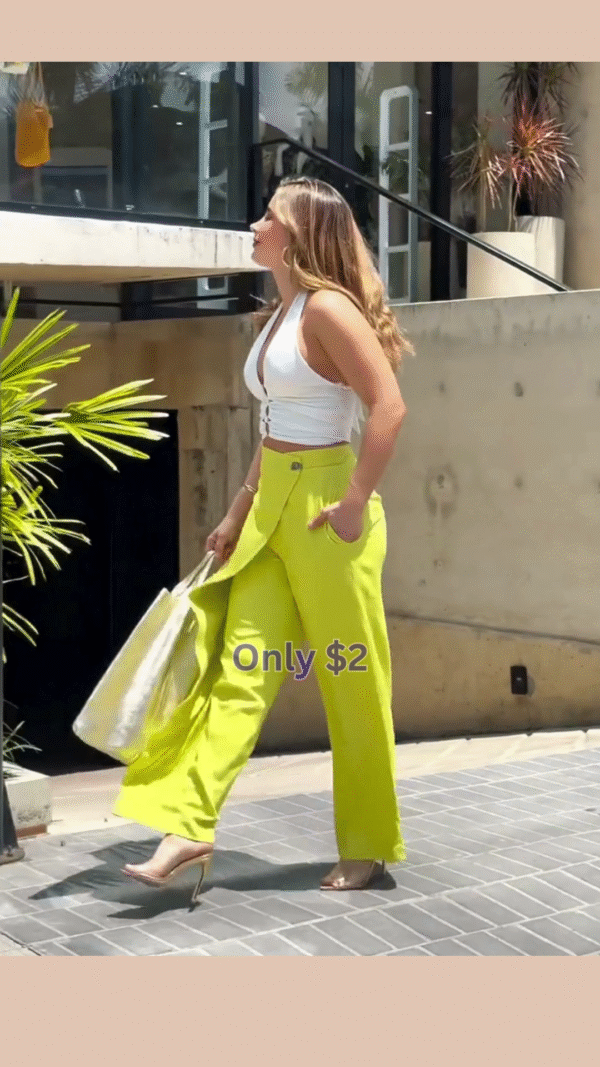 Chic & Trendy: Summer Co-ord Set for Just $2 – White Crop Top & Lime Yellow Palazzo Pants